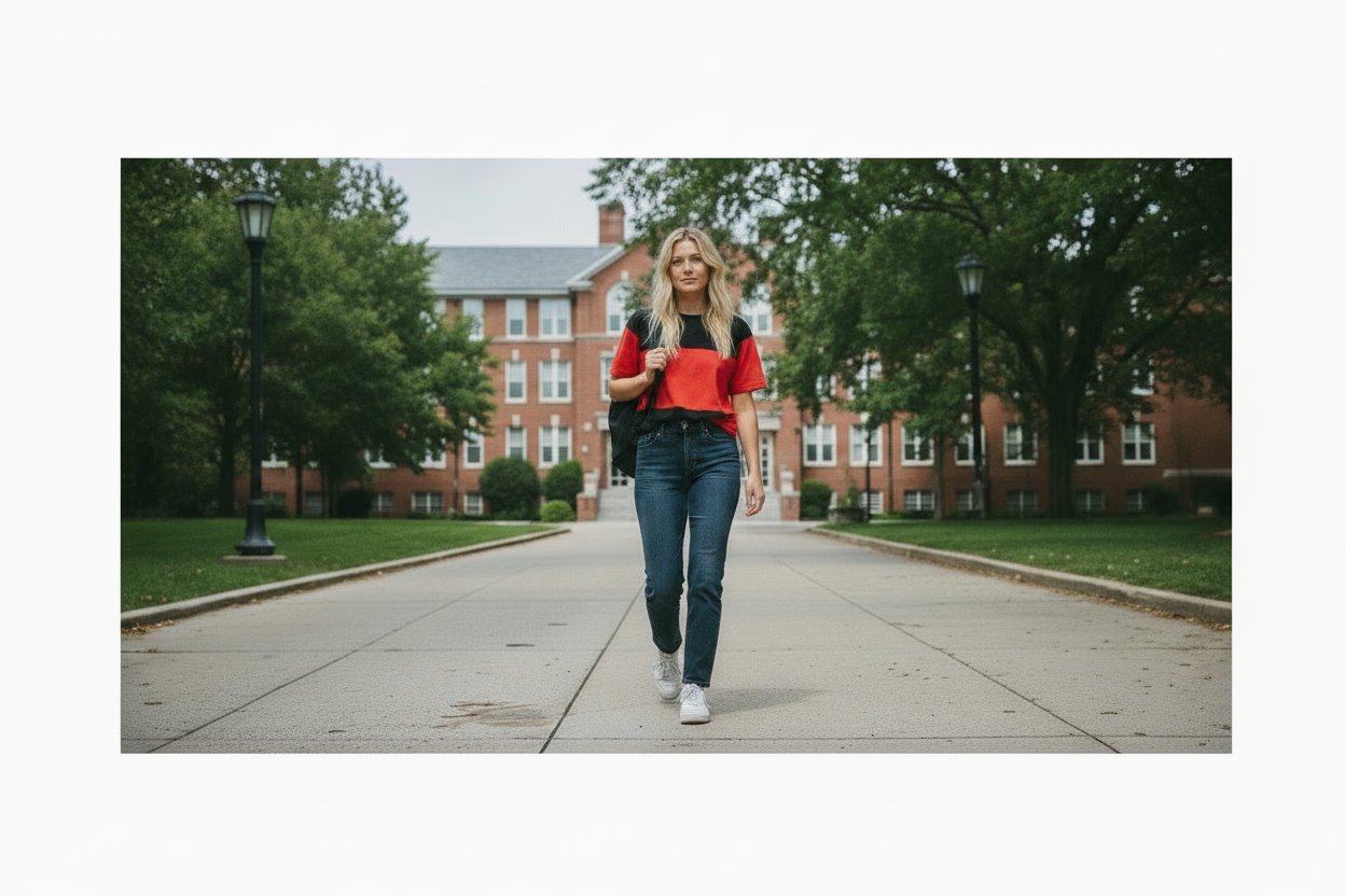 Campus Black Red Tee
