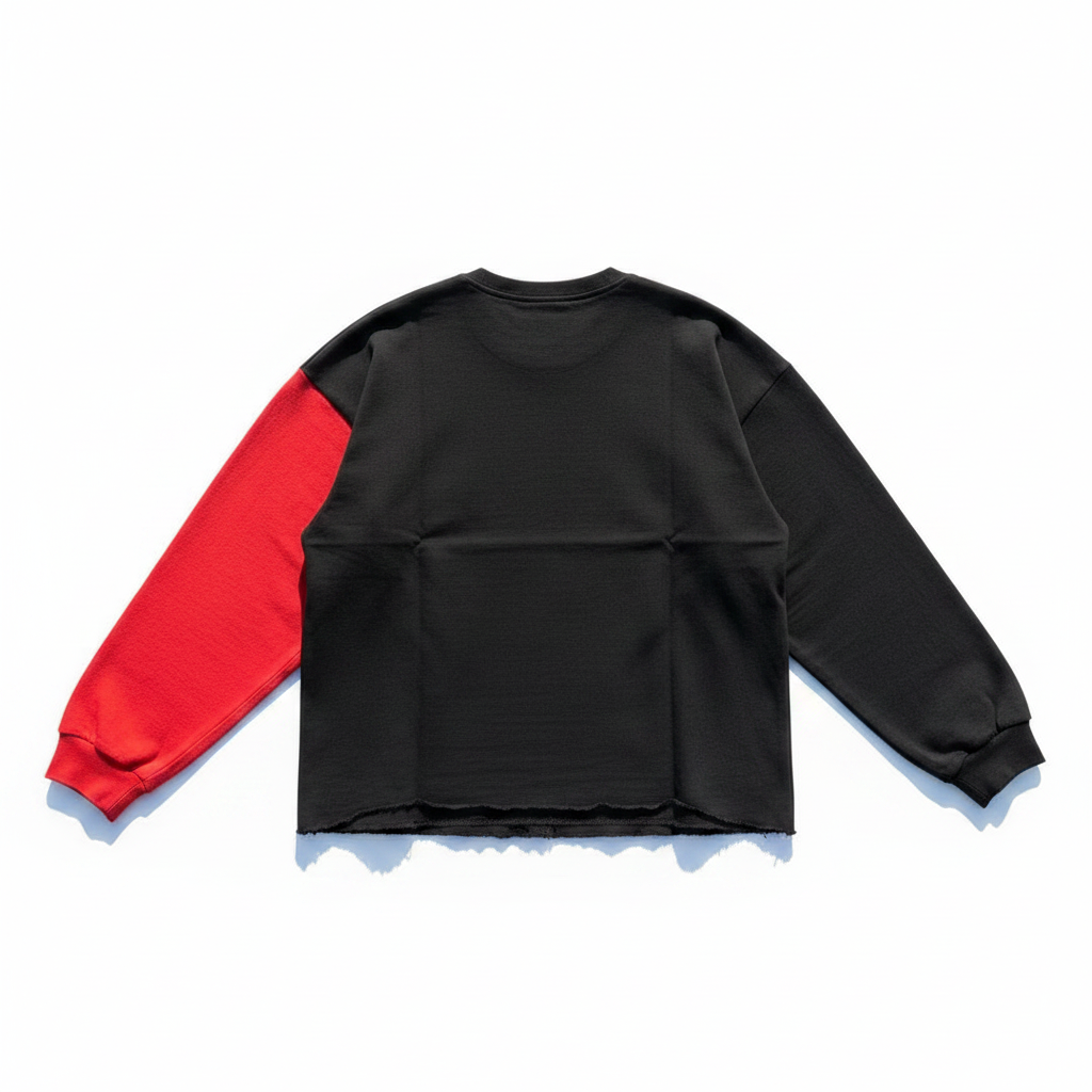 Back view of the Colorblock Tee in black and red